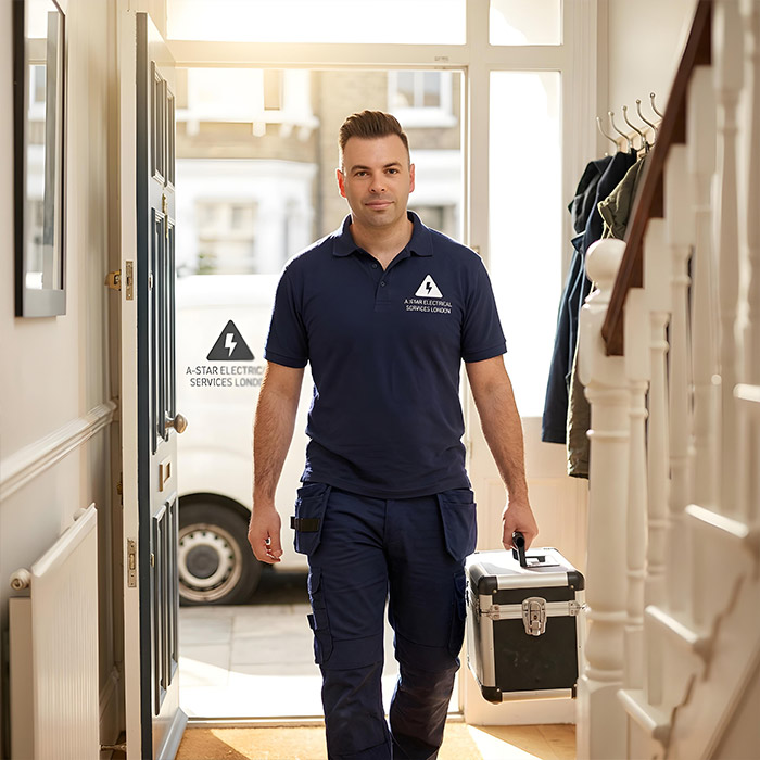 Emergency electrician van in Abridge RM4 village centre