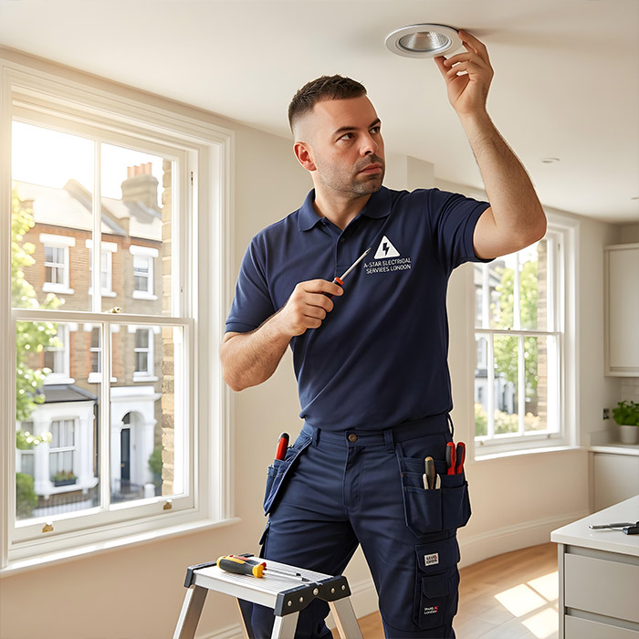 Emergency electrician van in Abridge RM4 village centre